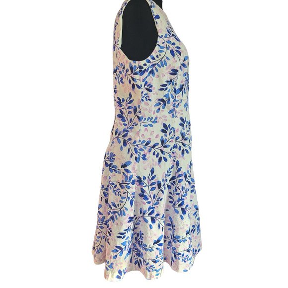 CHAPS White & Blue Patterned Sleeveless Dress 14 - Picture 3 of 6